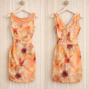 NEW Argenti pastel orange stretch sunflower dress 8